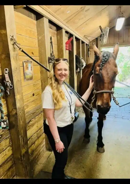 Therapist Brianna Bailey at the launch of Rolling Hills Recovery Center's equine therapy program. Therapist Brianna Bailey at the launch of Rolling Hills Recovery Center's equine therapy program.