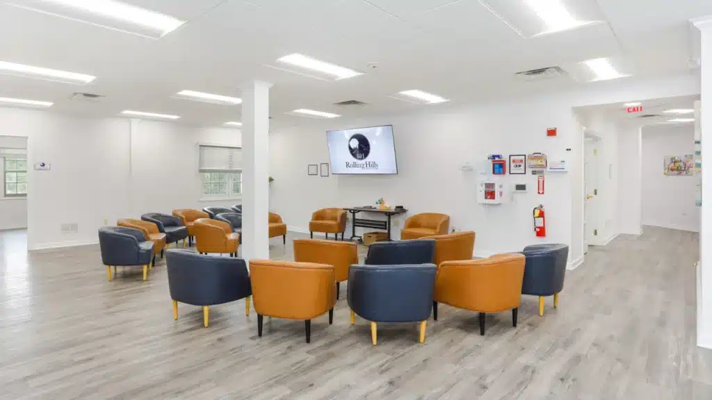 Large group room at Rolling Hills Recovery Center.