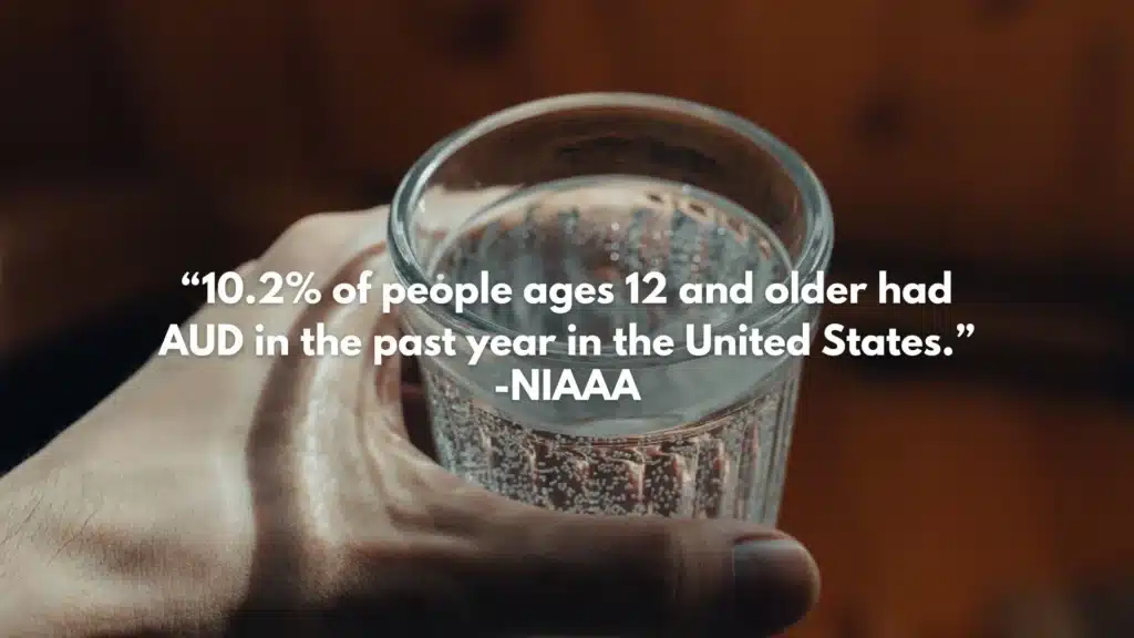 Fact card showing 10.2% of people ages 12 and older in the U.S. had alcohol use disorder in the past year.