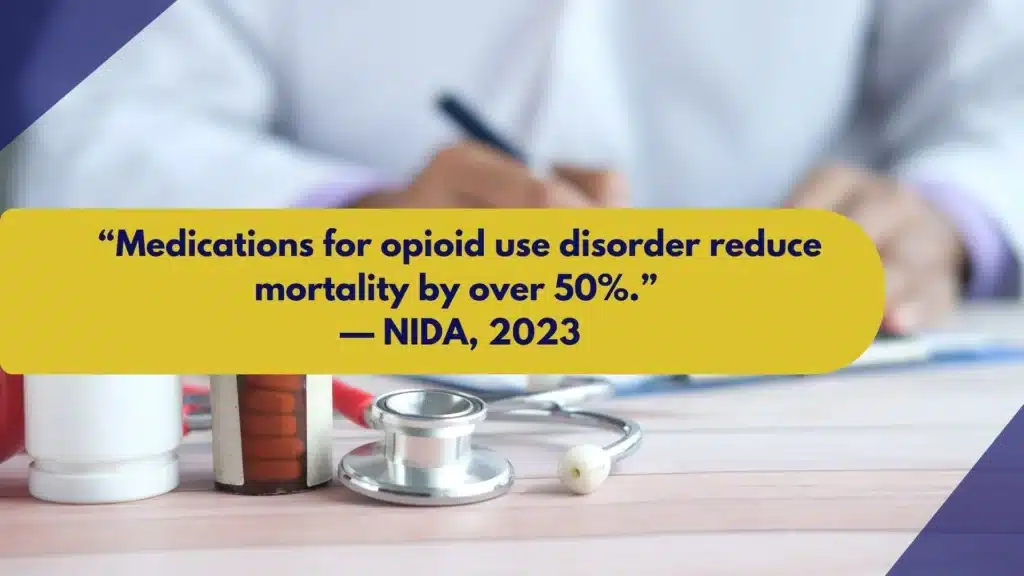 Clinician providing medication-assisted treatment, representing MOUD benefits for opioid use disorder.