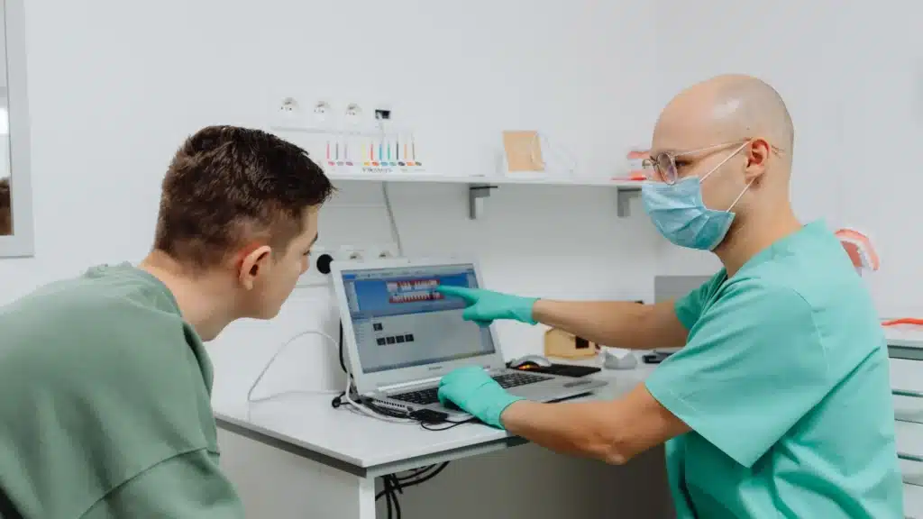 Patient reviewing treatment options with a provider, representing shared decision-making for ADHD medication.