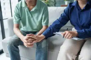Addiction counselor providing support during a recovery consultation in New Jersey